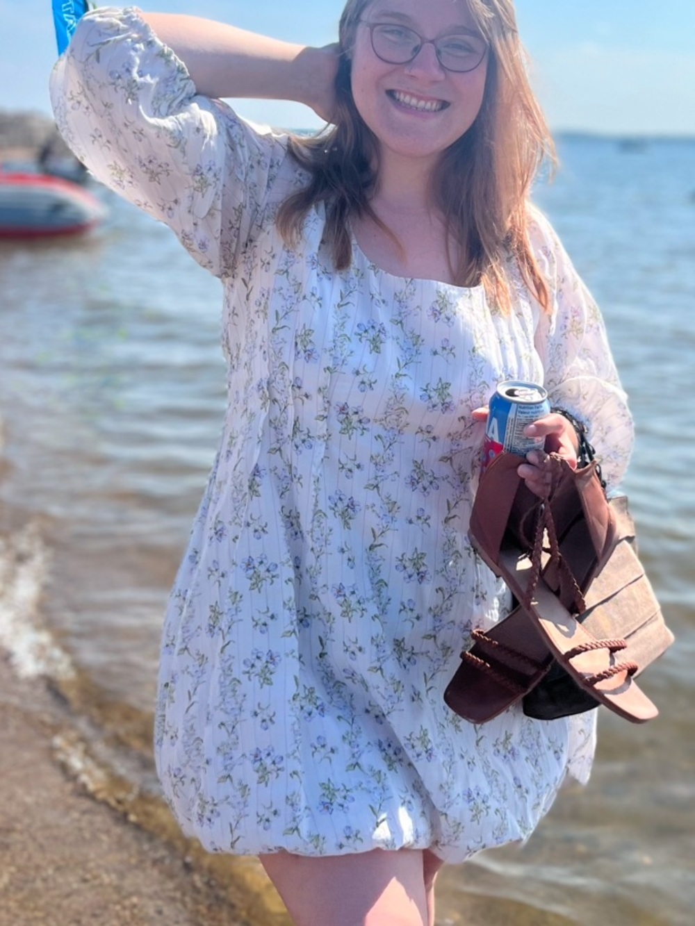 Brock Collection x H&M White Floral Square-Neck Babydoll Mini Dress - Picture 6 of 6